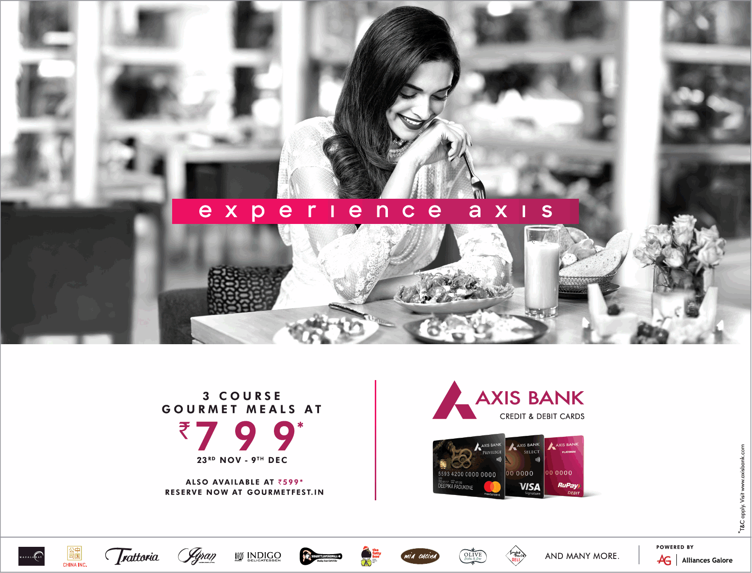 axis bank 3 course gourmet meals at rs 799 ad times of india mumbai 22 11 2018